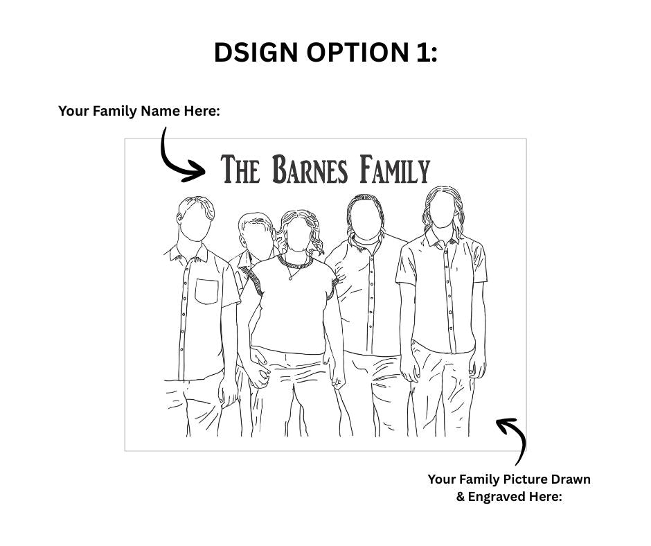 Custom Family Hand Drawn & Engraved Slate Desk Sitter