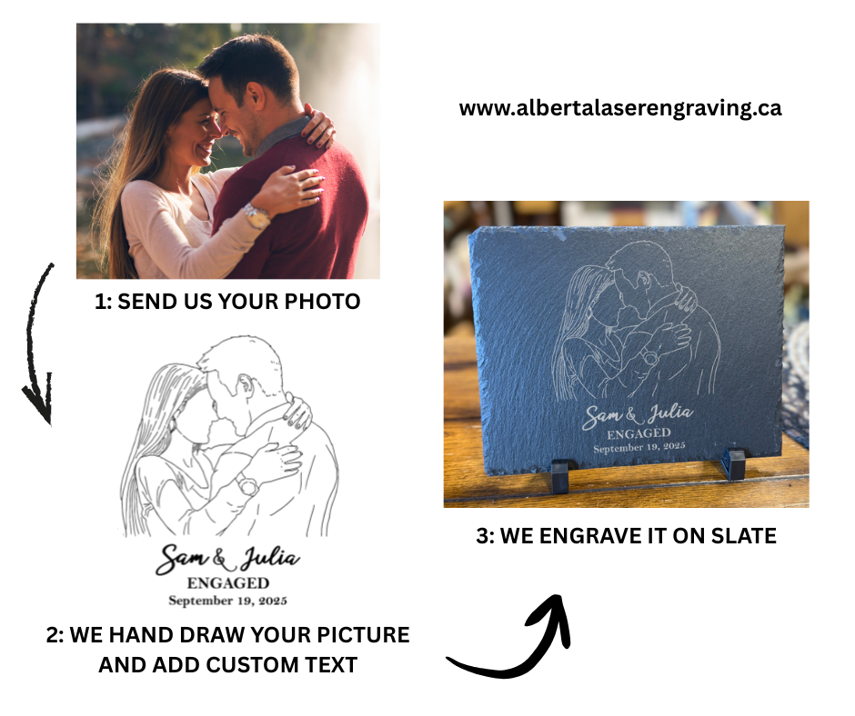 Custom Hand Drawn & Engraved Slate Desk Sitter