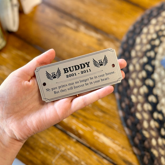 Personalized Pet Memorial Plaque: Engraved Acrylic Bench Marker