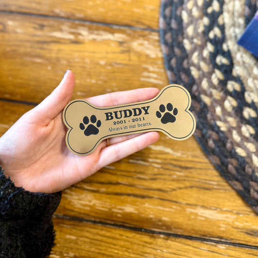 Personalized Pet Memorial Plaque Engraved Acrylic Marker Bone Shaped
