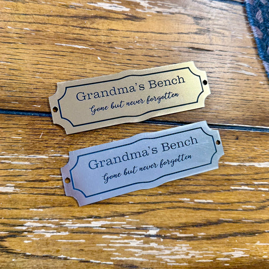 Personalized Bench Plaque Memorial Gift Engraved